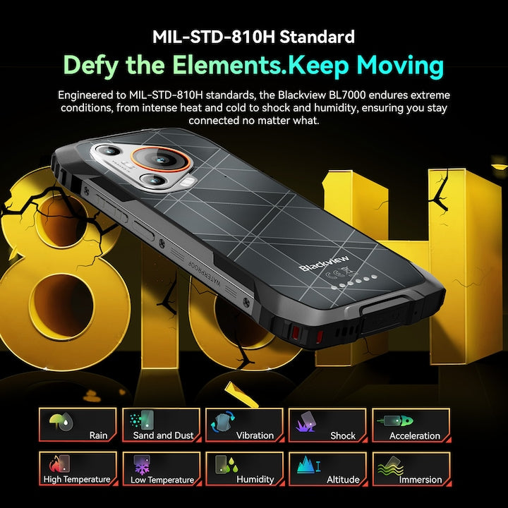 Telefon mobil Blackview BL7000, 5G, 6.78" FHD+, 24GB RAM(8GB + 16GB extensibili), 256GB ROM, Android 15, 7500mAh, 8 cores, Dual SIM, Arm Mali-G57 MC2, NFC/Amprenta/caracteristici faciale, Negru