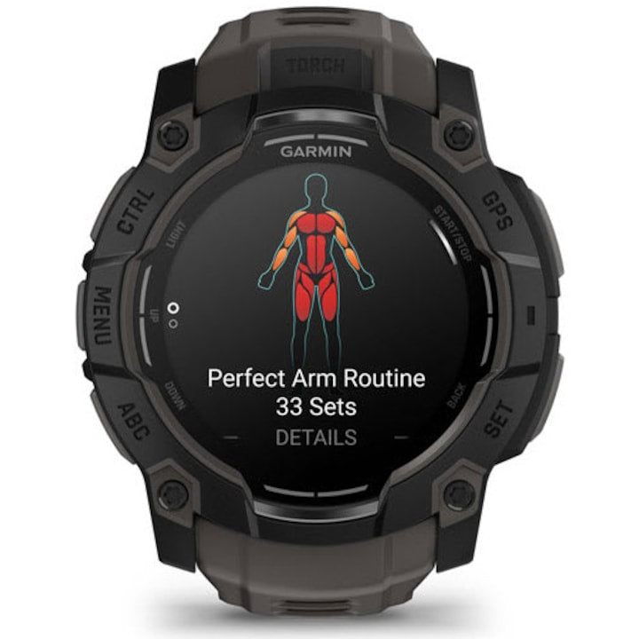 Ceas multisport / smartwatch Garmin Instinct 3, 45mm, AMOLED, Negru, curea Neagra