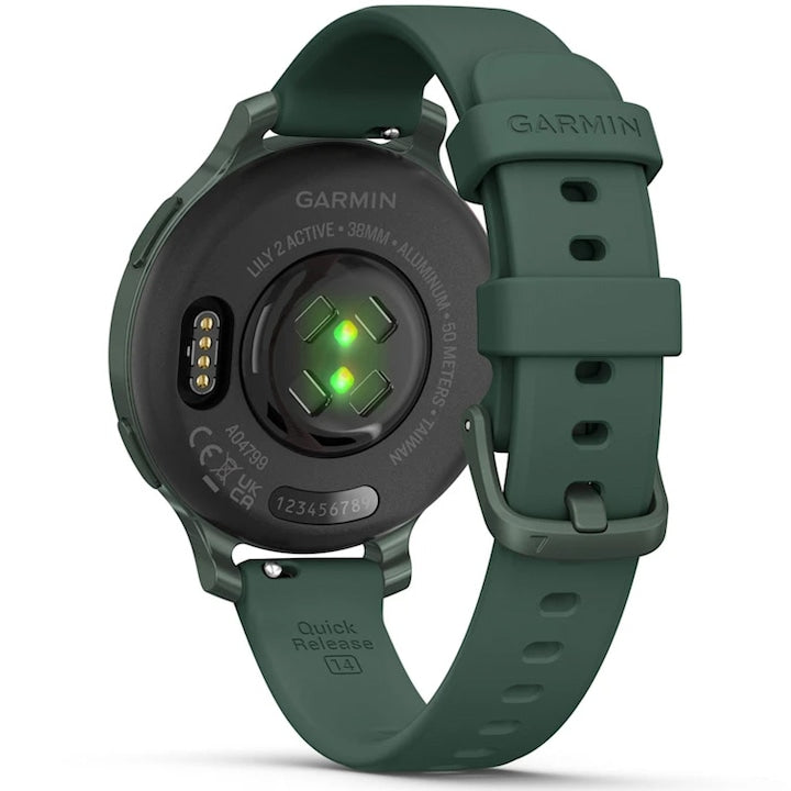 Garmin Lily 2 Active okosóra, 38mm, GPS, szilikon szíj, ezüst/lila jázmin