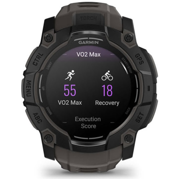 Ceas multisport / smartwatch Garmin Instinct 3, 45mm, AMOLED, Negru, curea Neagra