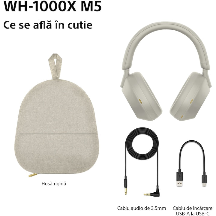Sony WH-1000XM5P vezeték nélküli fülhallgató, Noise Cancelling, Bluetooth 5.2, Smoky Pink