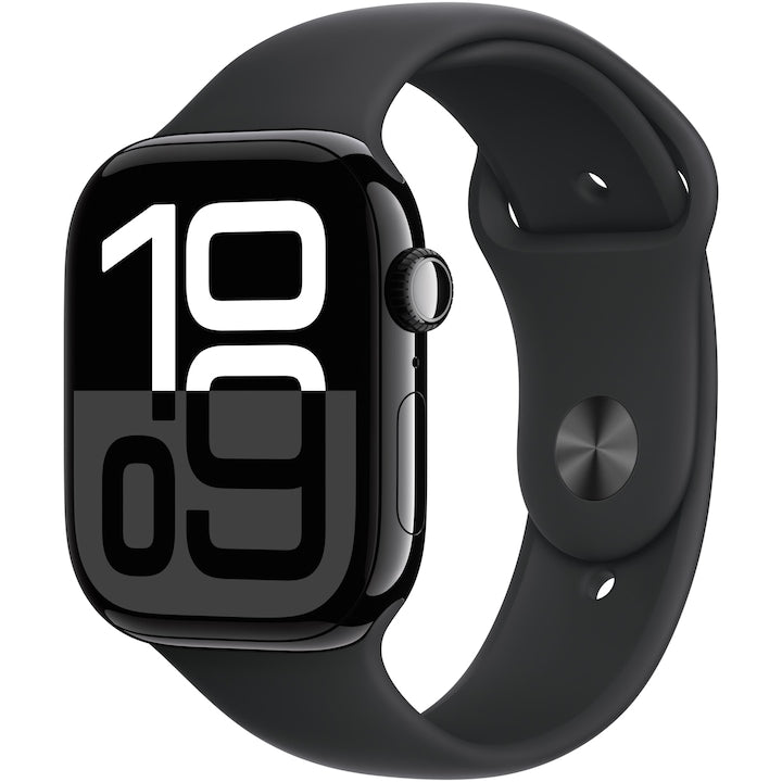 Apple Watch Series 10 GPS, Jet Black Aluminiumtok 46mm, Black Sport Band - S/M