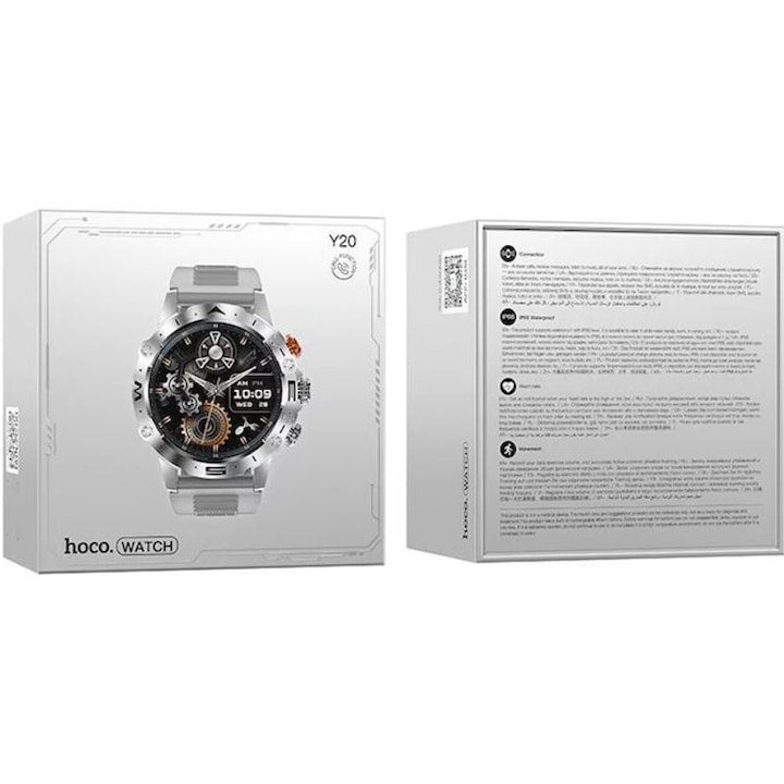 Ceas Smart HOCO Y20, Functie Apel Bluetooth 5.1, Memorie 128MB, 300mAh, Ecran 1.53 inch, Curea Silicon