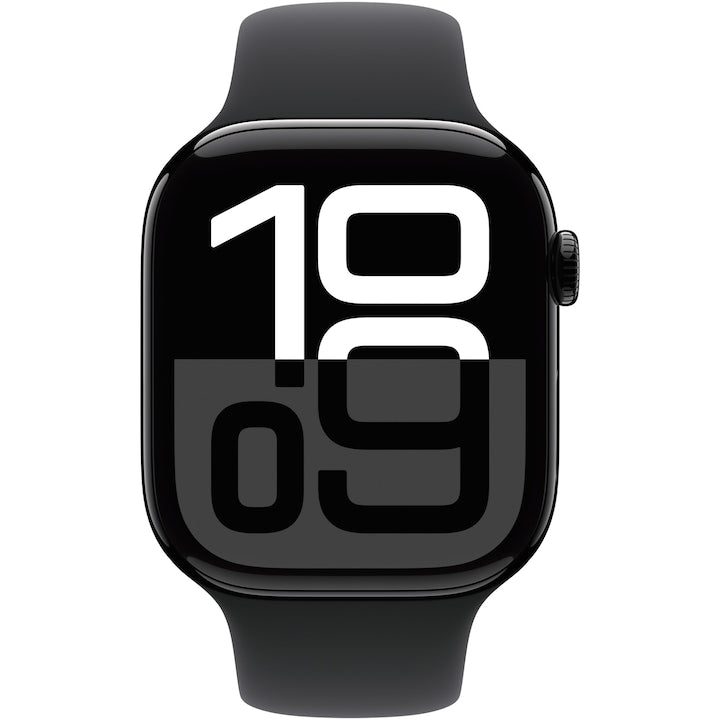 Apple Watch Series 10 GPS, Jet Black Aluminiumtok 46mm, Black Sport Band - S/M
