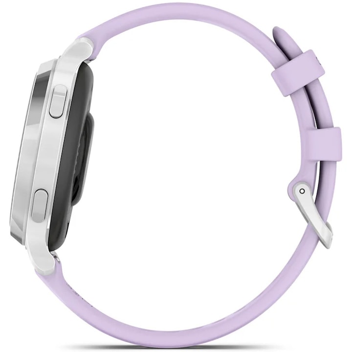 Garmin Lily 2 Active okosóra, 38mm, GPS, szilikon szíj, ezüst/lila jázmin