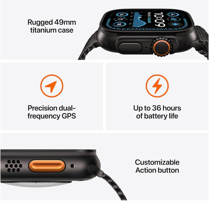 Apple Watch Ultra 2, GPS, Cellular, Titaniumtok 49mm, Blue/Black Trail Loop - M/L