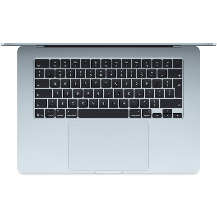 Laptop Apple MacBook Air 15", cu procesor Apple M4, 10 nuclee CPU si 10 nuclee GPU, 16GB RAM, 256GB, Sky Blue, Tastatura DE