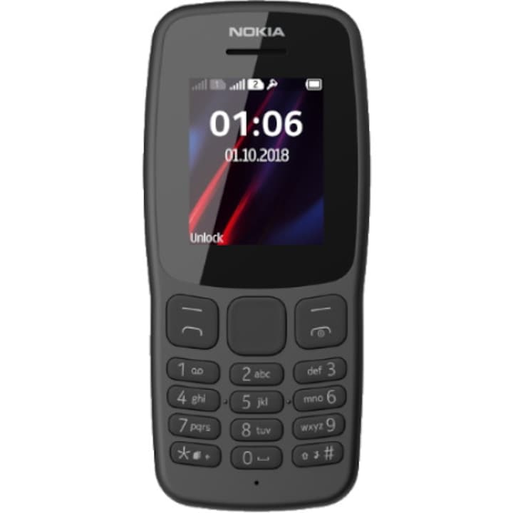 Nokia 106 (2018) Mobiltelefon, Dual SIM, Fekete