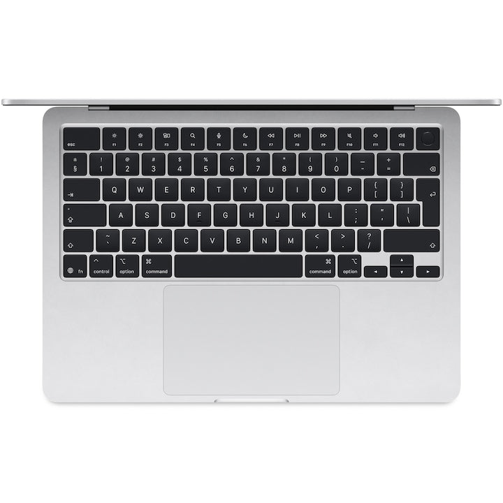 Laptop Apple MacBook Air 13", cu procesor Apple M4, 10 nuclee CPU si 8 nuclee GPU, 16GB RAM, 256GB, Silver, Tastatura DE