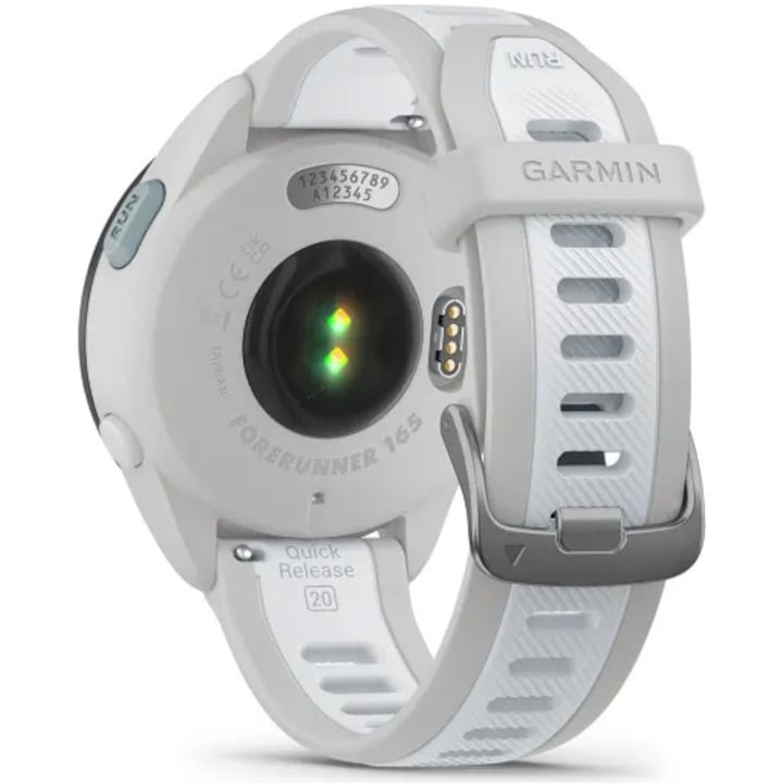 Garmin Forerunner 165, curea Silicon, Mist Grey/Whitestone - Smartwatch multisport