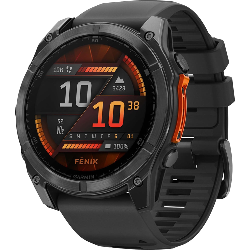 Garmin fenix 8, 51mm, AMOLED, Slate Gray, Black Silicone Band - Smartwatch multisport