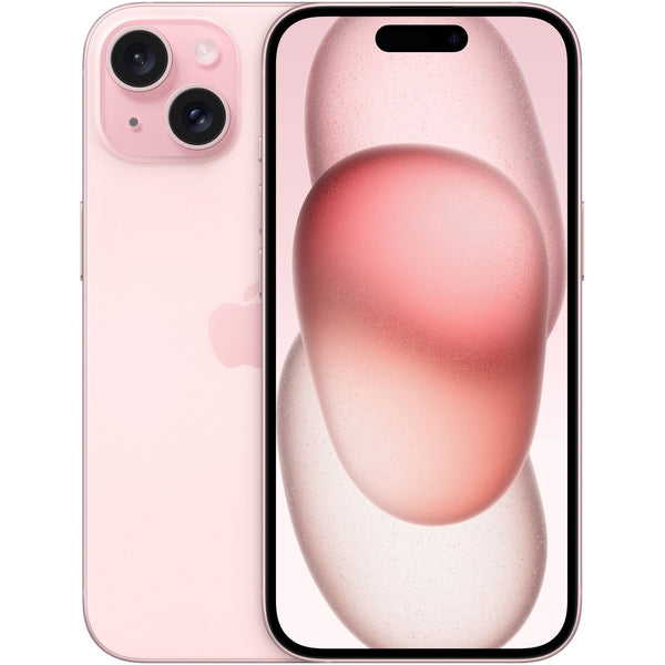 iPhone 15 roz, vedere din spate și din față