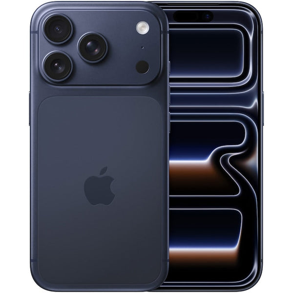 Apple iPhone 17 Pro albastru închis, vedere din spate și din față