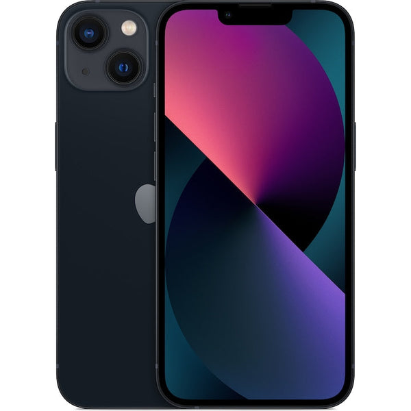 iPhone 13 negru (Midnight), vedere din spate și din față
