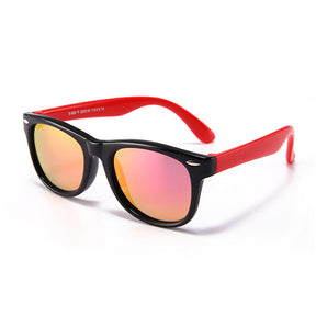 Techsuit Sunglasses Polarised (D802), for Kids, UV Protection, Negru / Pink