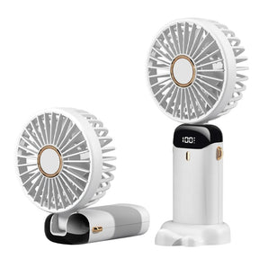 Techsuit Handheld Fan (N15), Foldable Design, Digital Display, Ultra Silent, 1800mAh, Alb