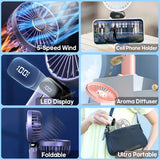 Techsuit Handheld Fan (N15), Foldable Design, Digital Display, Ultra Silent, 1800mAh, Roz