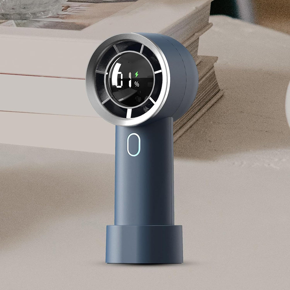 Techsuit Handheld Fan (HX130), Digital Display, Ultra Silent, 1200mAh, Albastru