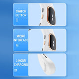 Techsuit Neck Fan (H6), Portable, USB, Rechargeable, Adjustable, Digital Display, 1200mAh, Roz