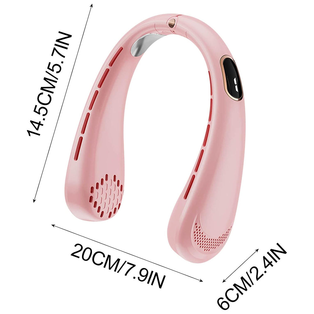 Techsuit Neck Fan (H6), Portable, USB, Rechargeable, Adjustable, Digital Display, 1200mAh, Roz