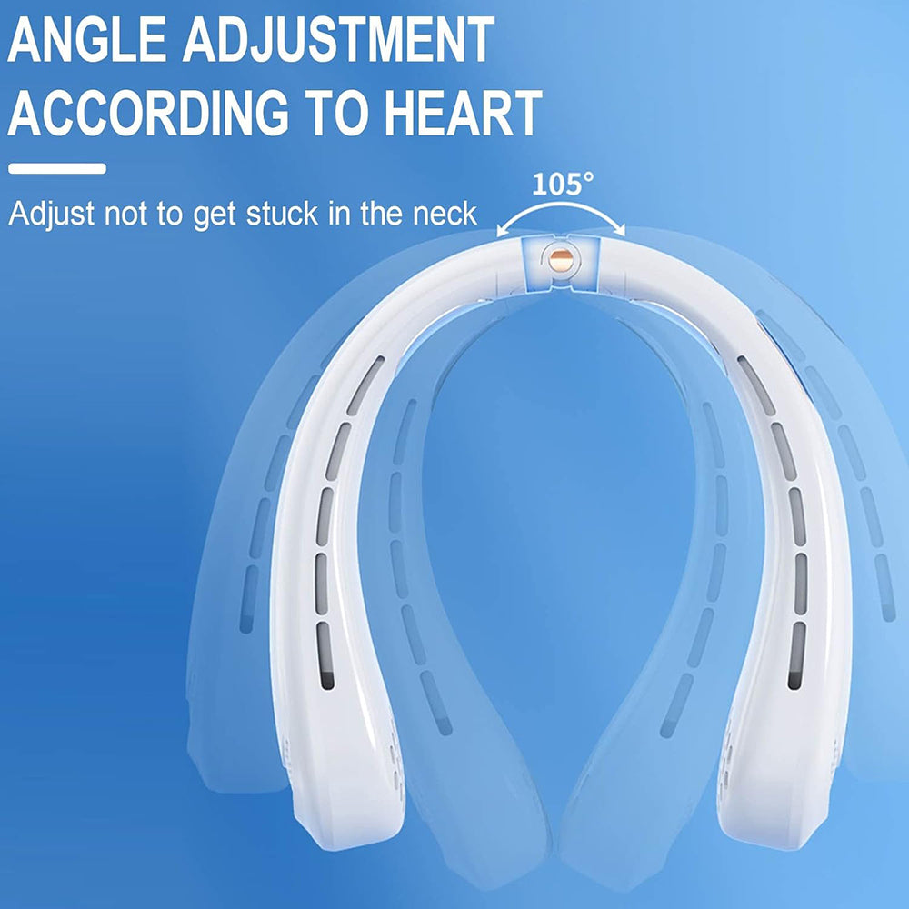 Techsuit Neck Fan (H6), Portable, USB, Rechargeable, Adjustable, Digital Display, 1200mAh, Alb