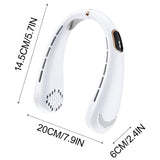Techsuit Neck Fan (H6), Portable, USB, Rechargeable, Adjustable, Digital Display, 1200mAh, Alb