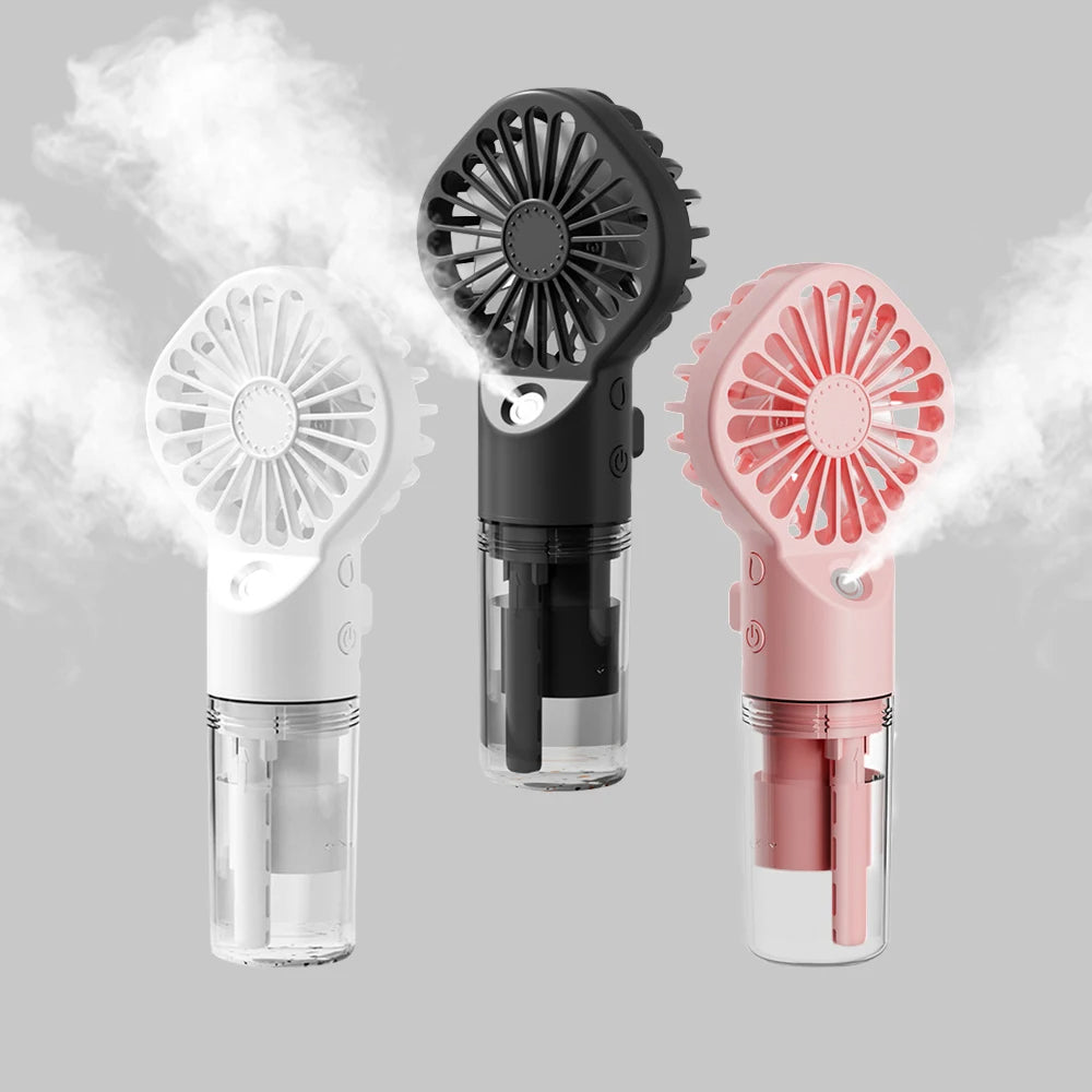 Techsuit Handheld Fan (G10), Portable, with Humidifier, Four Speeds, USB, Alb