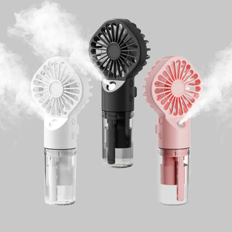 Techsuit Handheld Fan (G10), Portable, with Humidifier, Four Speeds, USB, Alb