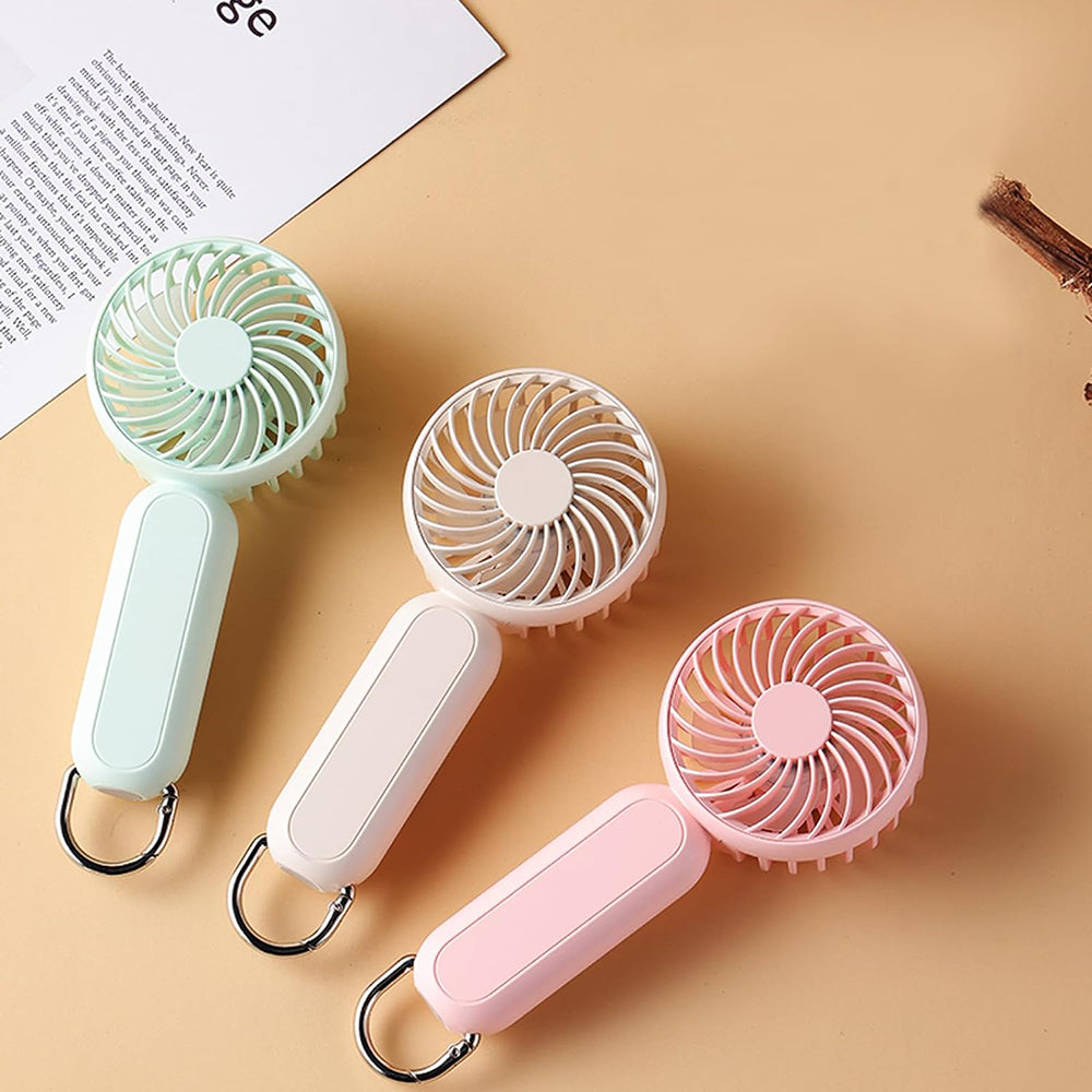 Techsuit Handheld Fan (A217), USB Rechargeable, Three Speeds, 1200mAh, Auriu Pink
