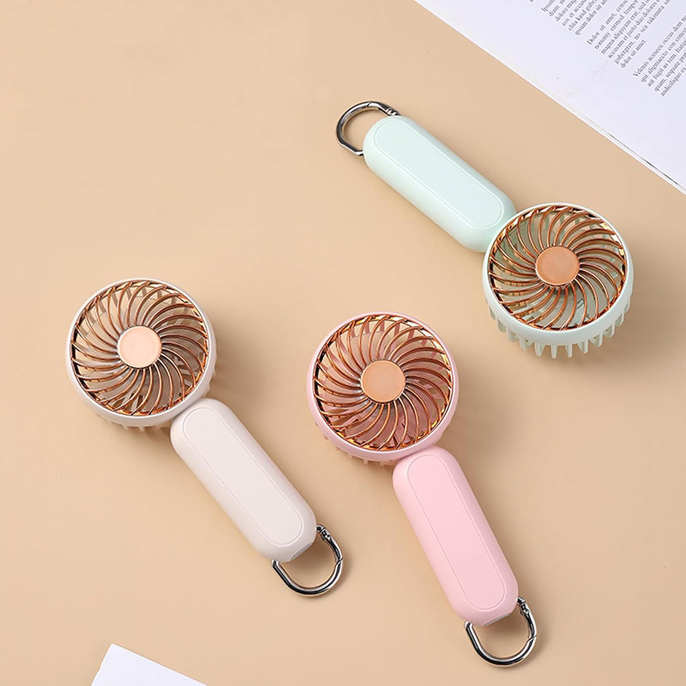 Techsuit Handheld Fan (A217), USB Rechargeable, Three Speeds, 1200mAh, Auriu Pink