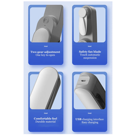 Techsuit Handheld Fan (TF1), Portable, for Pocket, Adjustable, Rechargeable, Silent, 1200mAh, Roz
