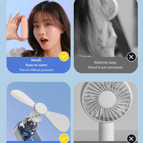 Techsuit Handheld Fan (TF1), Portable, for Pocket, Adjustable, Rechargeable, Silent, 1200mAh, Alb