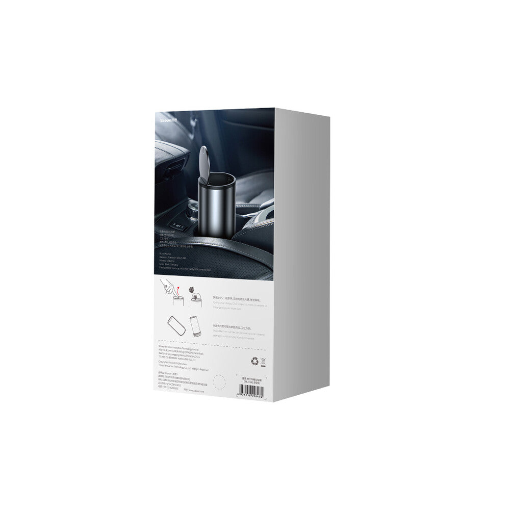 Gadget Baseus Trash Can Gentleman Style (CRLJT-0G), with 30 Garbage Bags, Aluminum Alloy, ABS, 500ml, Gri Inchis