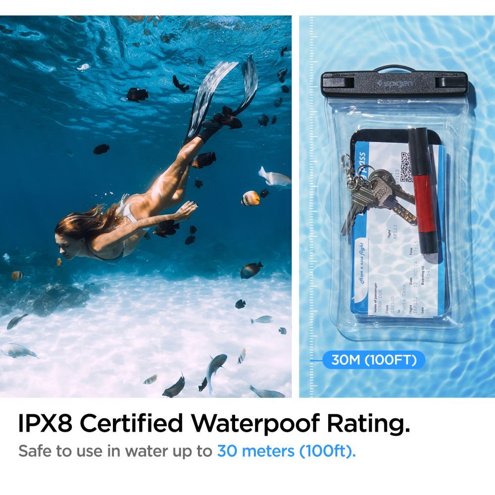Spigen Waterproof Case A610 (AMP04530), IPX8, for Phone, max 6.9", Transparent