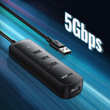 Hub/Dock Ugreen Connection Hub CM416 (80657), USB 3.0 to 4x USB-A, Type-C 5Gbps, 1m, Negru