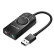 Adaptor Ugreen OTG Audio Adapter CM129 (40964), USB2.0 to Jack Headphone, Jack Mono Microphone, 4-pin Combo Mic, 0.15m, Negru