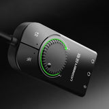 Adaptor Ugreen OTG Audio Adapter CM129 (40964), USB2.0 to Jack Headphone, Jack Mono Microphone, 4-pin Combo Mic, 0.15m, Negru