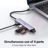 Hub Ugreen CM473 (20841), Type-C la 4xUSB 3.0, 5Gbps, Gri