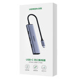 Hub Ugreen CM473 (20841), Type-C la 4xUSB 3.0, 5Gbps, Gri