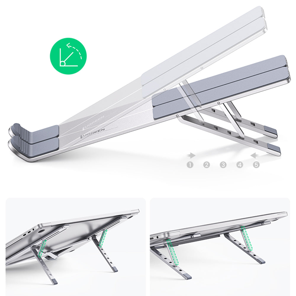 Suport Laptop Ugreen LP451 (40289), Pliabil, Pernuțe Silicon, Argintiu