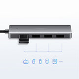Hub/Dock Ugreen Docking Station CM219 (70336), Type-C to 4xUSB-A 3.0, Micro-USB Power Port, 5Gbps, Gri