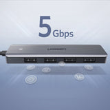 Hub/Dock Ugreen Docking Station CM219 (70336), Type-C to 4xUSB-A 3.0, Micro-USB Power Port, 5Gbps, Gri
