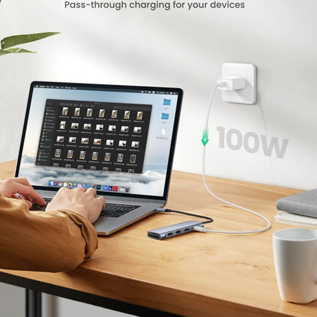 Hub/Dock Ugreen Docking Station CM195 (70411), Type-C to 2xUSB-A 3.0, HDMI 4k@30Hz, SD/TF Card Reader, Type-C PD 100W, Gri Spatial