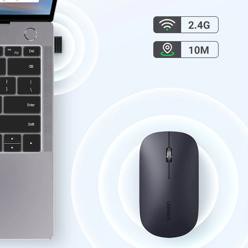 Tastatura/Mouse Ugreen Wireless Mouse MU001 (90372), Slim Design, Dual Mode, Adjustable DPI (1000-4000), Negru