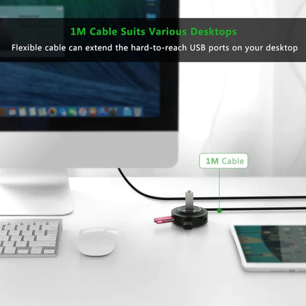 Hub/Dock Ugreen Connection Hub CR106 (20277), USB-A to 4xUSB-A 2.0, with Cable, 1m, Negru