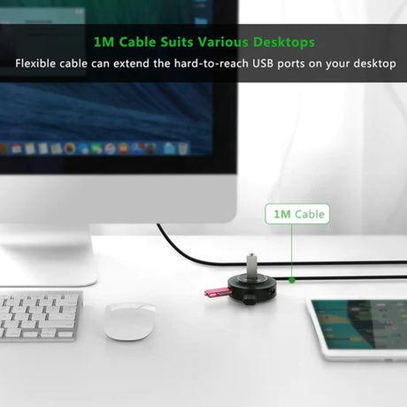 Hub/Dock Ugreen Connection Hub CR106 (20277), USB-A to 4xUSB-A 2.0, with Cable, 1m, Negru