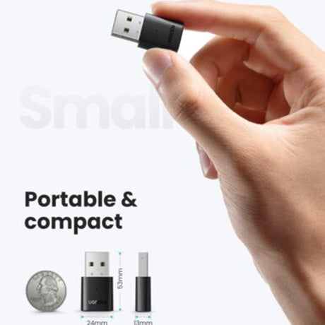 Adaptor Ugreen Wireless Adapter Bluetooth CM390 (80889), for Keyboards, Phones, Earphones, Negru
