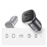 Incarcator Ugreen Car CD130 (30780), 2x USB-A, 24W, 4.8A, Gri Spatial