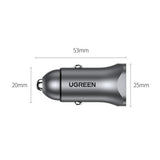 Incarcator Ugreen Car CD130 (30780), 2x USB-A, 24W, 4.8A, Gri Spatial