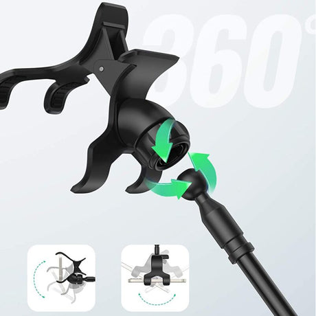 Suport Ugreen LP113 (80906), Clamp Grip, Ajustable Arm (120cm), 360° Rotation, for Phone with max 7.2", Negru